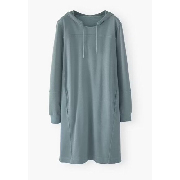 EUC $166  Wrap London Organic Cotton Hooded Sweatshirt Dress Soft Ocean US 14 - Picture 8 of 8